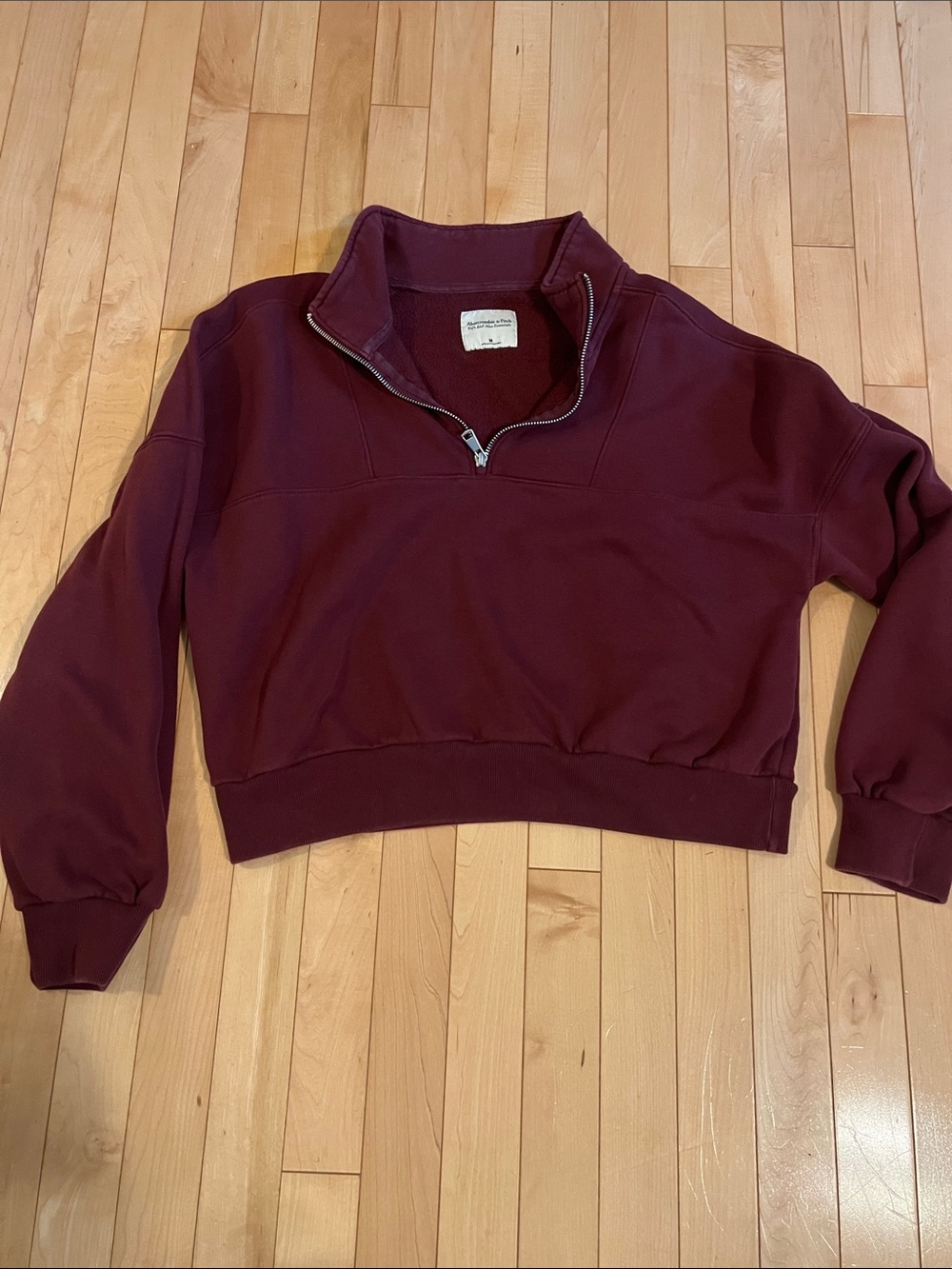 Abercrombie & Fitch Women's Half-Zip Sweatshirt - Burgundy